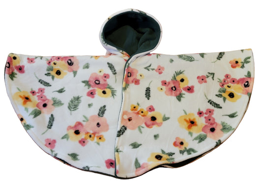 Pink Floral with Green Car Seat Poncho