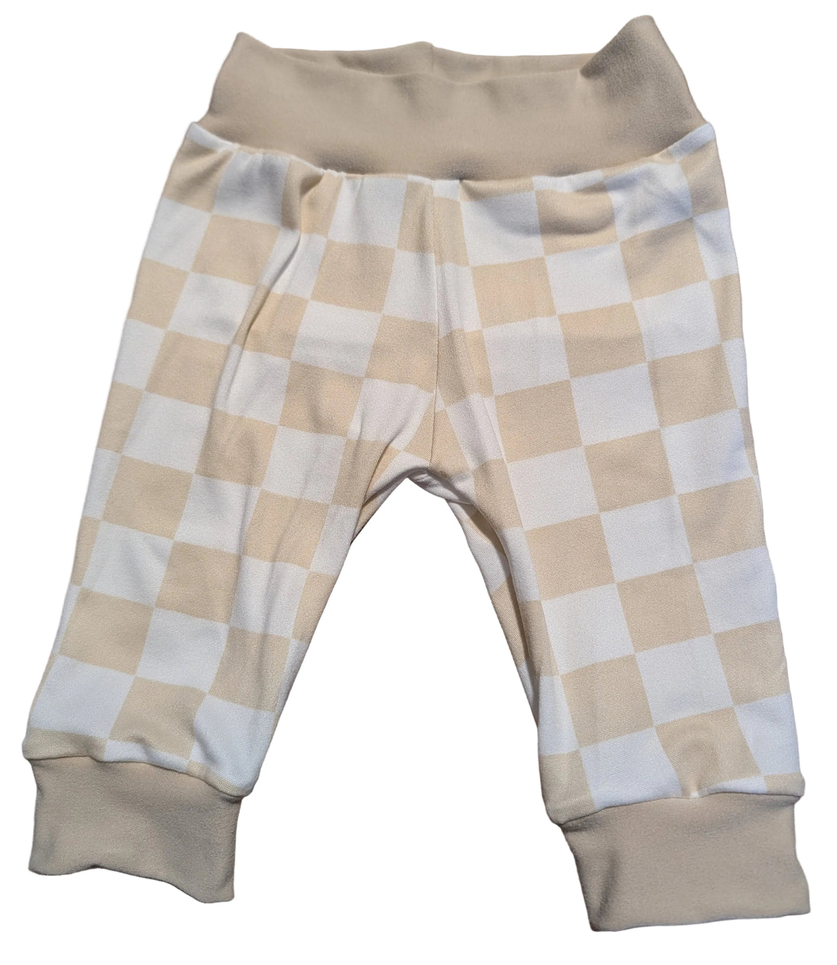 Tan Checkered Print Joggers