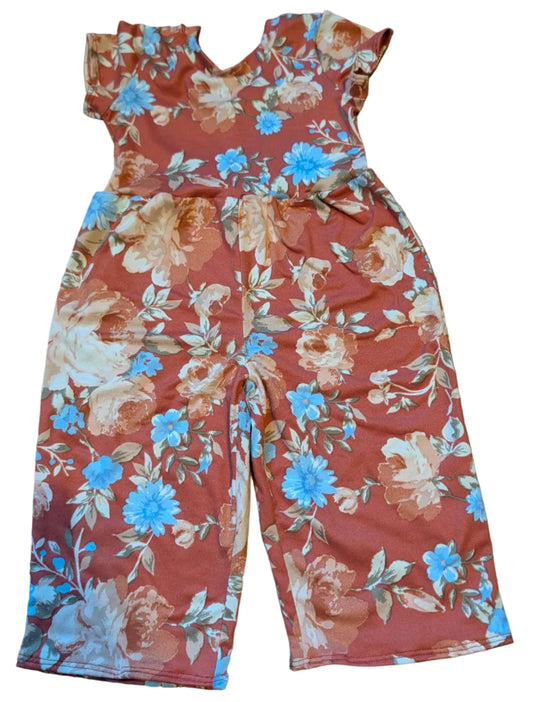 Rustic Floral Short Sleeve Daffodil Jumpsuit